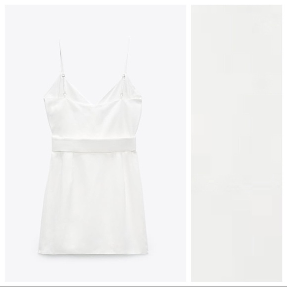 NWT. Zara White Linen Blend Mini Dress. Size M. - Picture 6 of 9